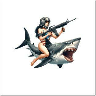 Tactical Girl and Shark Posters and Art